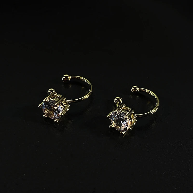 2025 Irregular Shiny Zircon Ear Clip Earring for Women Fashion Simple Geometry No Piercing Ear Cuff Party Jewelry Christmas Gift