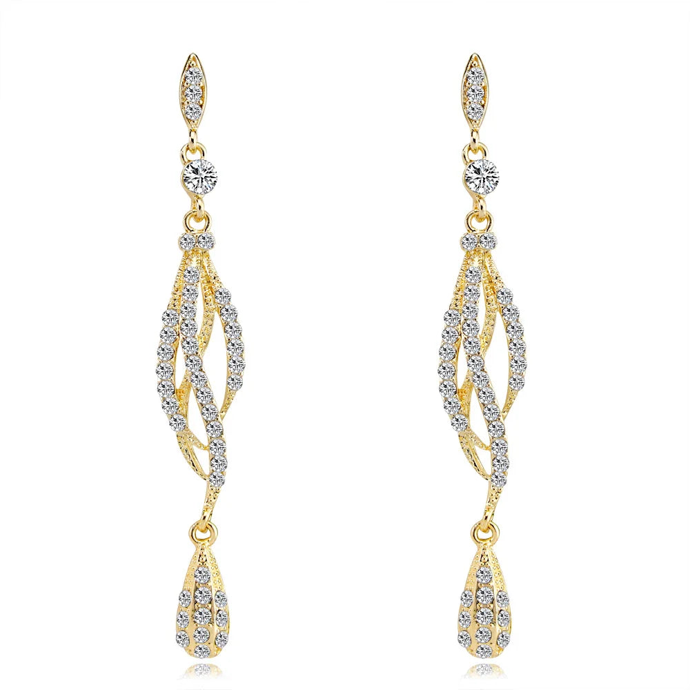 Classic Crystal Wedding Drop Earring for Women Elegant Hanging Long Dangle Earrings Nightclub Party Dress Accessories