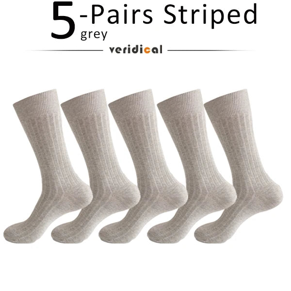 5 Pairs Large Size Man Socks Cotton Business Solid Breathable Deodorant Husbands Fathers Party Dress Long Socks Plus EU46-50