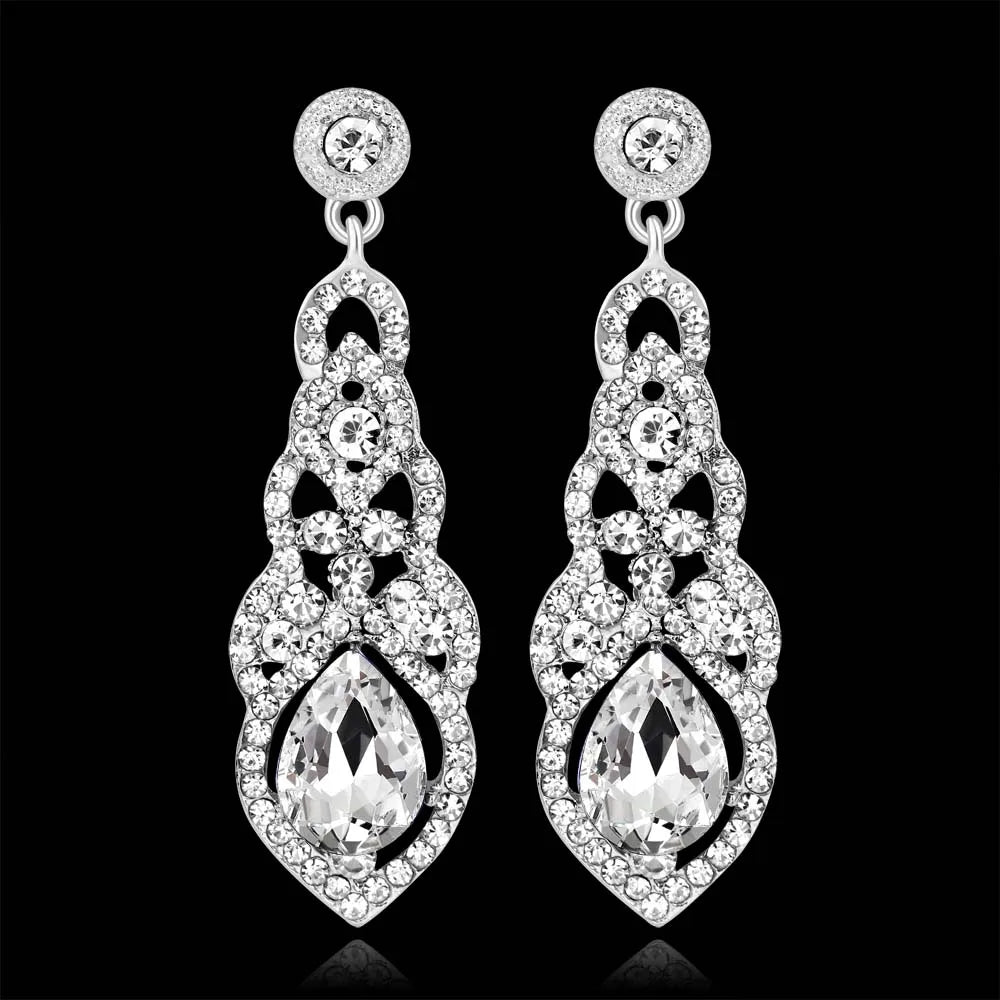 Classic Crystal Wedding Drop Earring for Women Elegant Hanging Long Dangle Earrings Nightclub Party Dress Accessories
