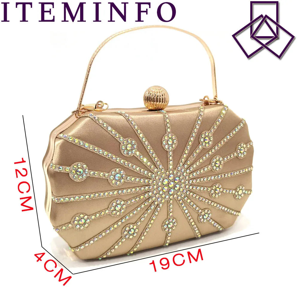 Sandals Italian Design Luxury Women's Pointed Shoes And Bag Set Full Diamond Decoration Metal Closure Shoes for Party