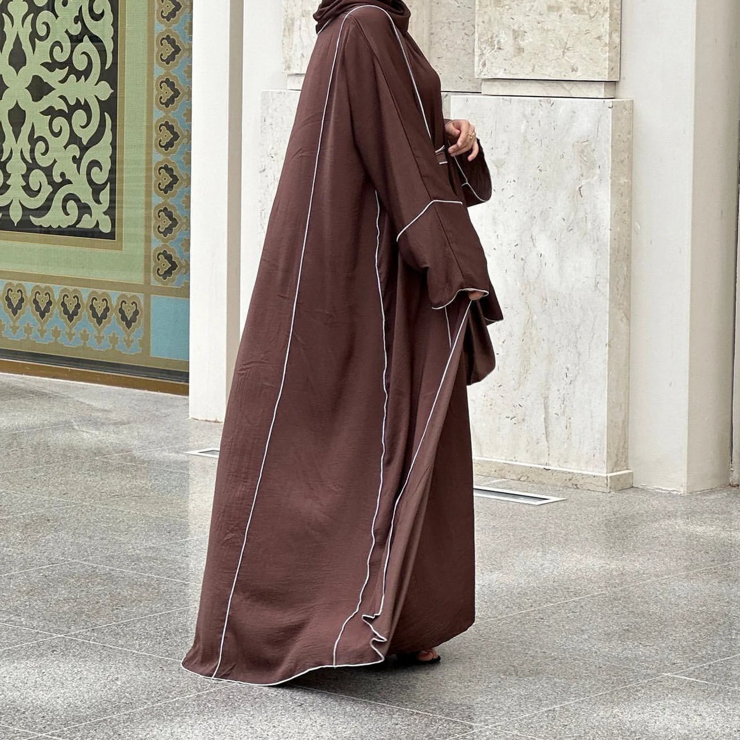 UNI 3PCS Open Abaya Dubai Turkey Kaftan Ramadan Women Muslim Dress Kimono Cardigan Islamic Clothing Arabic Robe Modest Jalabiya