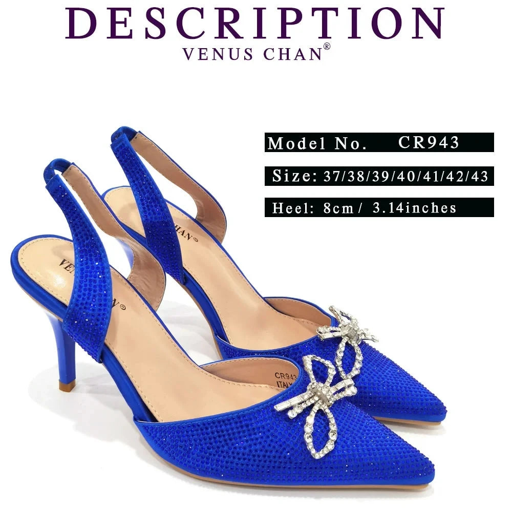 Newest INS Style Blue Color Elegant High Heels Nigeria Popular Design African Ladies Shoes Matching Bag Set