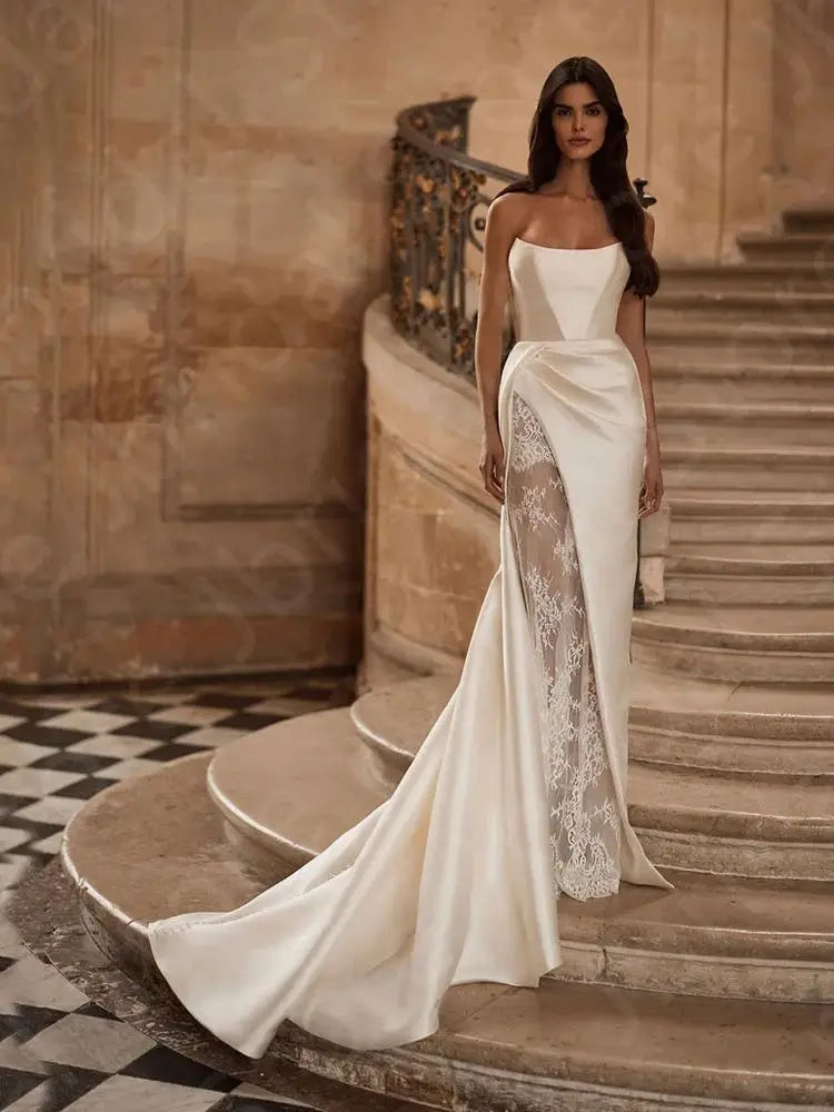 Customized Latest Wedding Dresses Lace Mermaid Bridal Gowns Long Sleeves Bride Dresses with Bolero Wedding Gowns Open Back