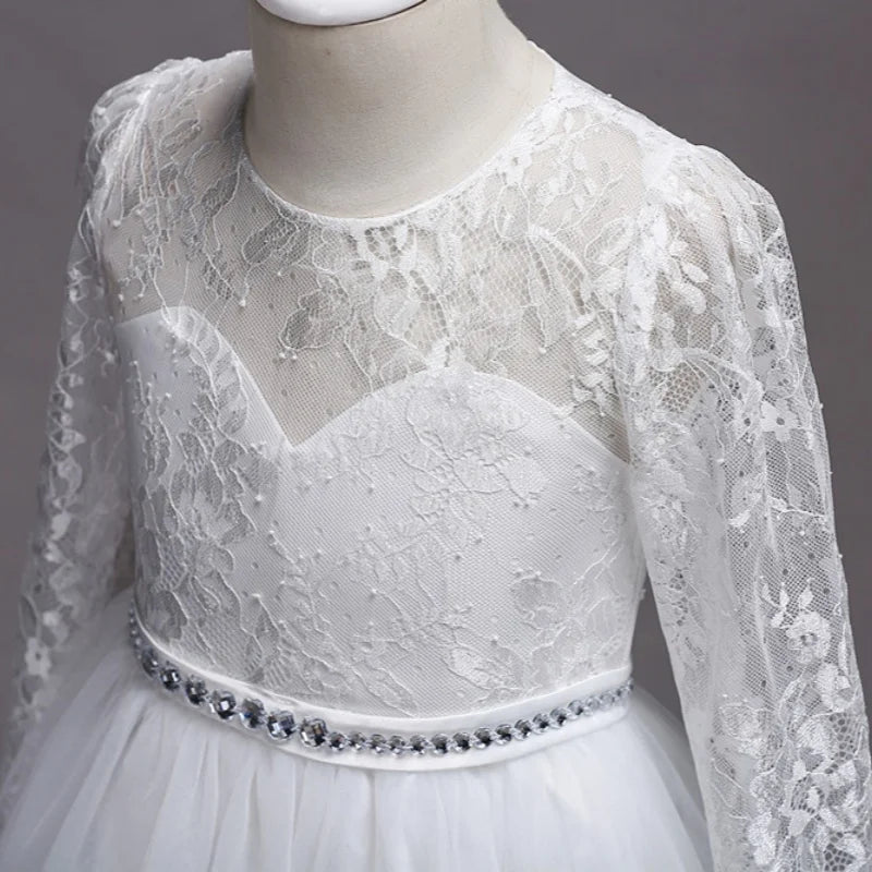 Child Luxury Evening Elegant Party Dresses For Wedding  Ceremony Girls 7 10 To 14 Years Old Lilac Lace Dress Children's Clothing