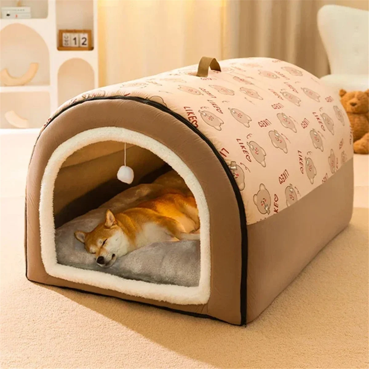 Winter Dog Kennel Warm Dog House Mat Detachable Washable Dogs Bed Nest Deep Sleep Tent for Medium Large Dogs House M