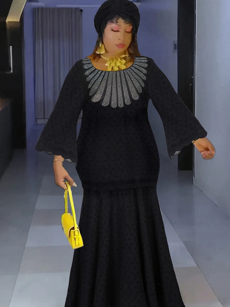 Wedding Party Dresses For Women African Embroidery Lace Mermaid Robe Dubai Turkey Hijab Abayas Elegant Evening Dress Clothing