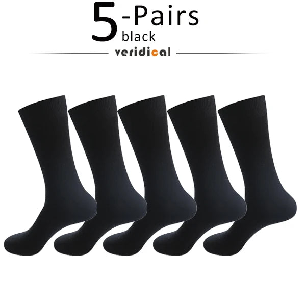 5 Pairs Large Size Man Socks Cotton Business Solid Breathable Deodorant Husbands Fathers Party Dress Long Socks Plus EU46-50