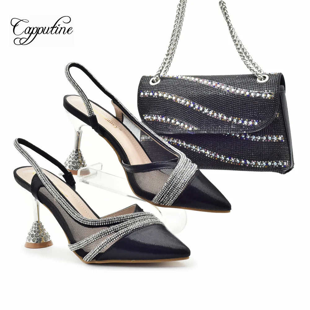 Purple Women Shoes And Bag Set Luxury African Ladies Pumps Match With Handbag High Heels Sandals Sandales Escarpins Femme 938-76