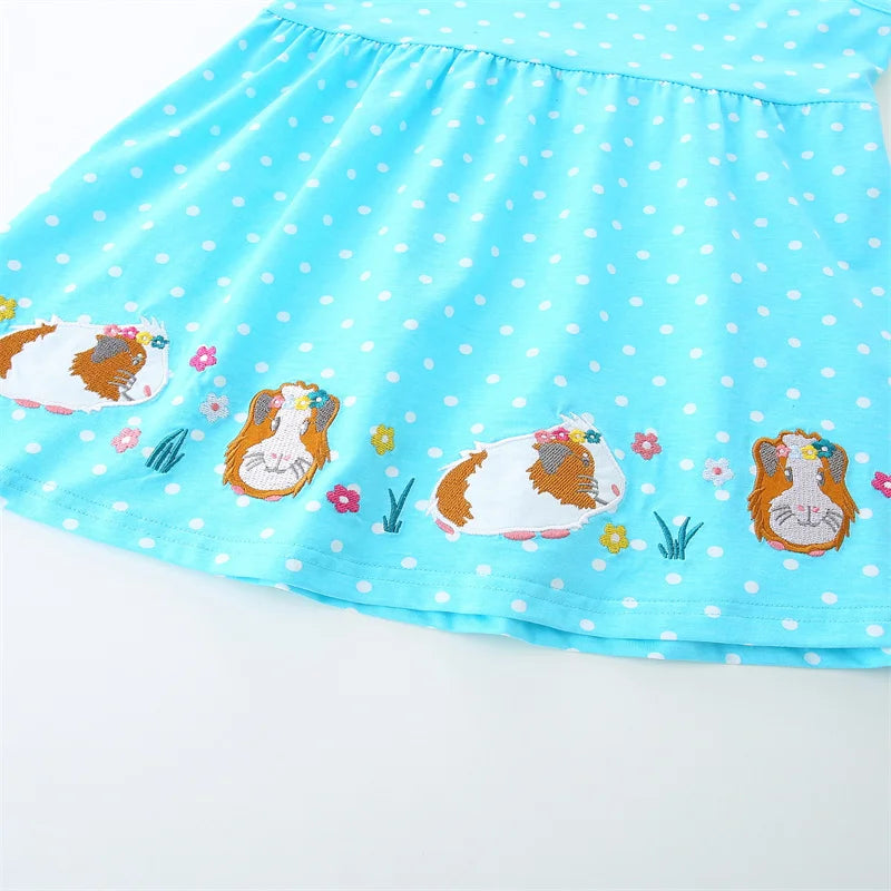 2-7T Summer Sleeveless Princess Dresses Dot Summer Girls Party Dress Animals Embroidery Children's Dresses Frocks Toddler Frocks