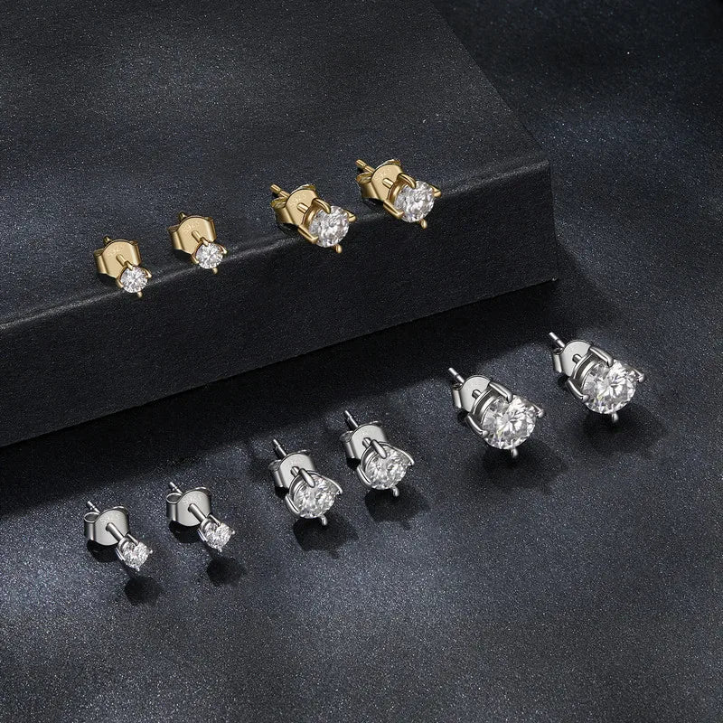 Bamoer U Moissanite Earrings 4 Prongs 925 Sterling Silver D Color Diamond Ear Stud for Women Wedding Anniversary Fine Jewelry