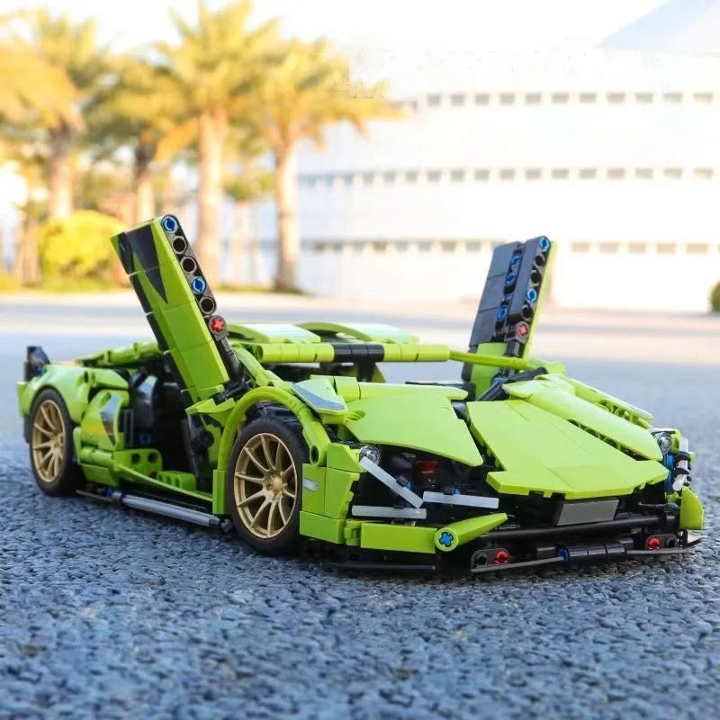 1280PCS Technical 1:14 Green Lambo Sian Racing Sports Car Building Blocks Assemble Bricks Vehicle Toys Christmas Gifts For Boys