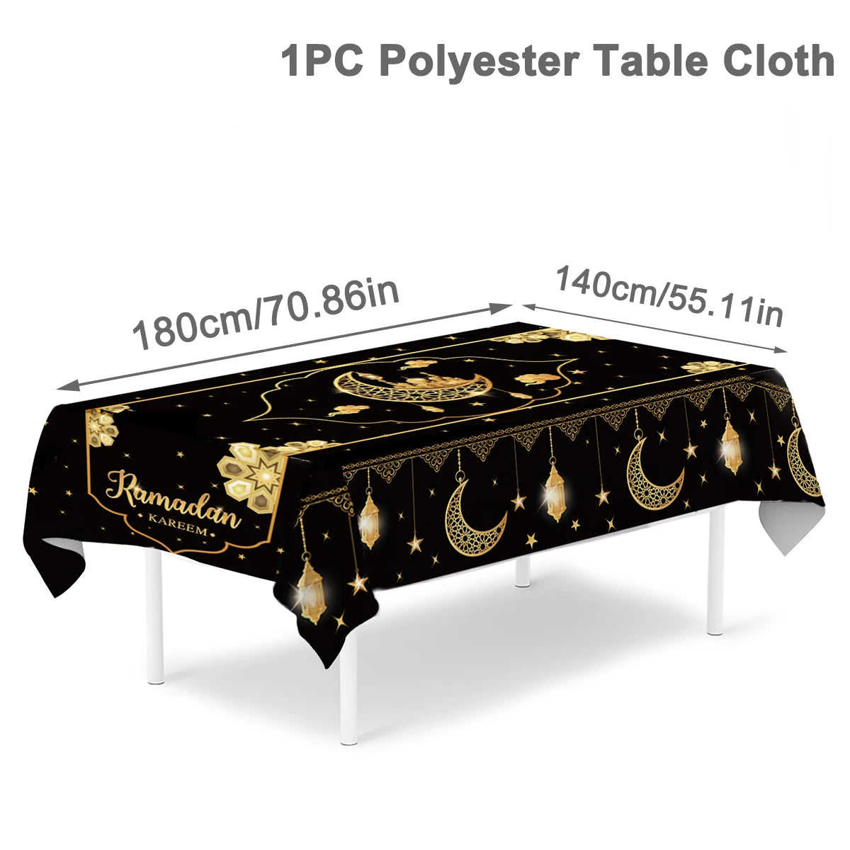 Eid Mubarak Star Moon Tablecloth Ramadan Kareem Decor for Home Islamic Muslim Party Eid Al Adha Supplies Castle Table Cover