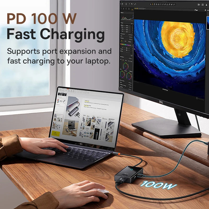 Baseus USB C HUB 4K 60Hz Type C to HDMI RJ45 PD 100W Adapter For Macbook iPad Pro Air M2 M1 Sumsang PC Accessories USB 3.0 HUB