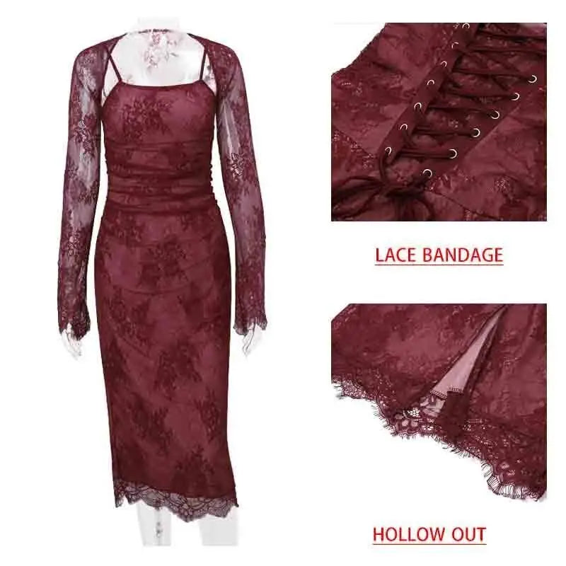 Avrilyaan Lace Print Bodycon Sexy Dress Women Robes Elegant Evening Party Dress Bodycon Spring Midi Long Dress Vestidos