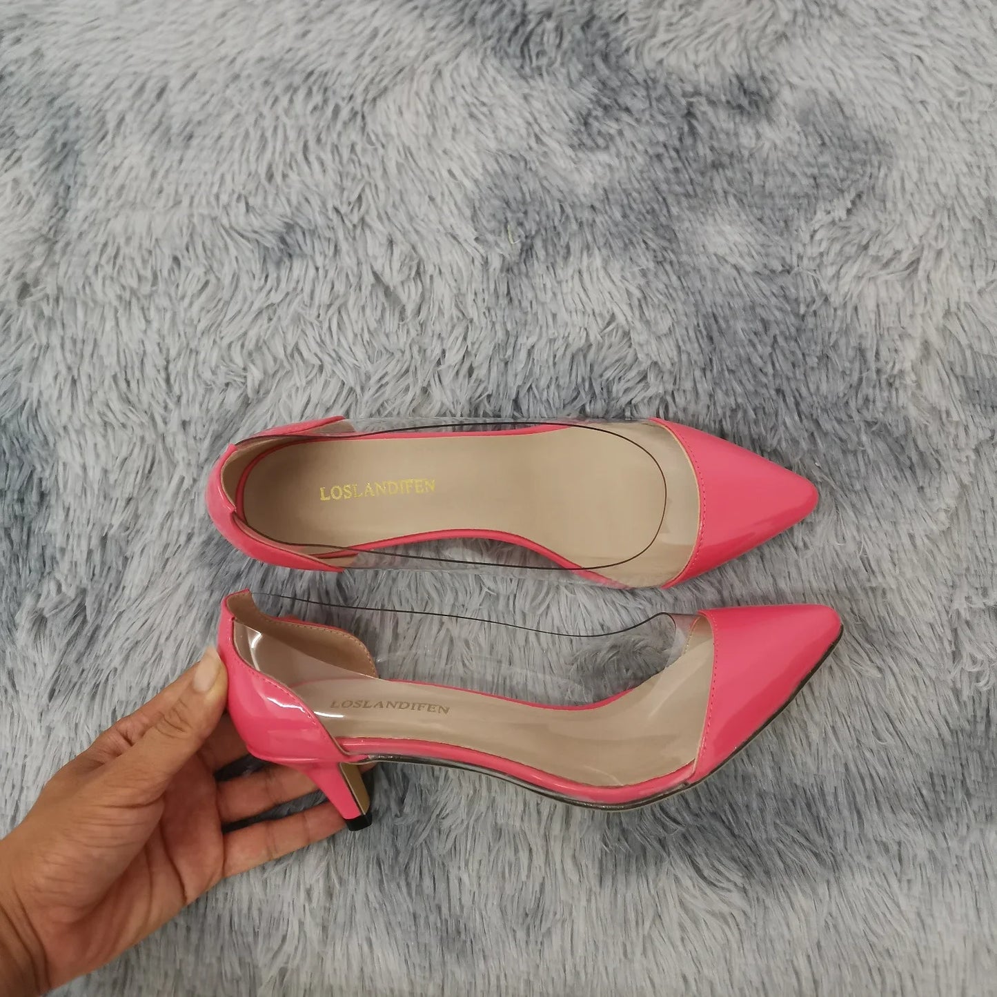 Women Pumps 2025 Spring Autumn Sexy Transparent PVC 5cm Low Heel Fashion Pointed Toe Slip-on High Heels Party Wedding Shoes