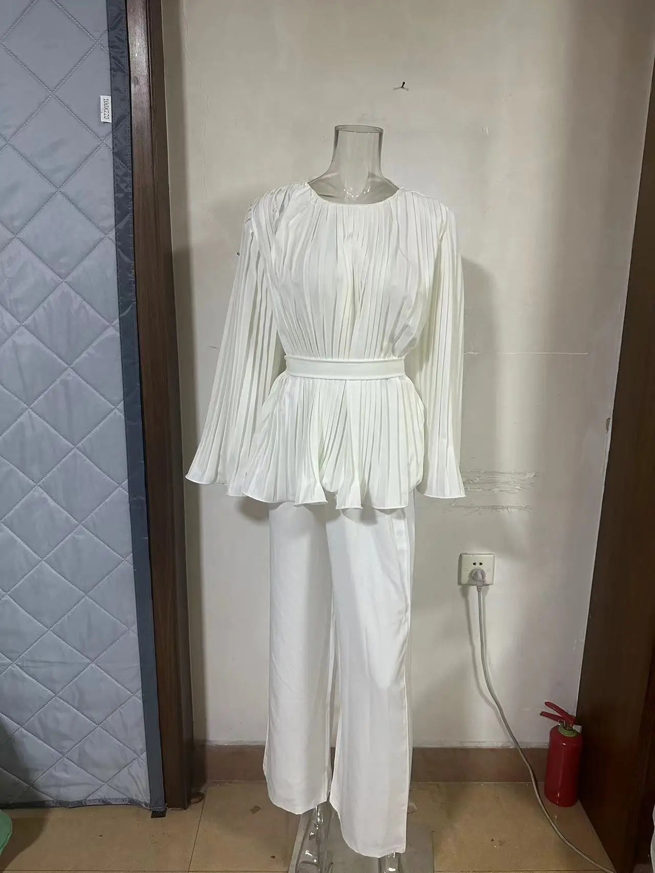 Eid Muslim Suits Women Lace Up Blouse Wide Leg Pants Sets Casual Dubai Two Piece Solid Outfits Islamic Ramadan Morocco Arabic