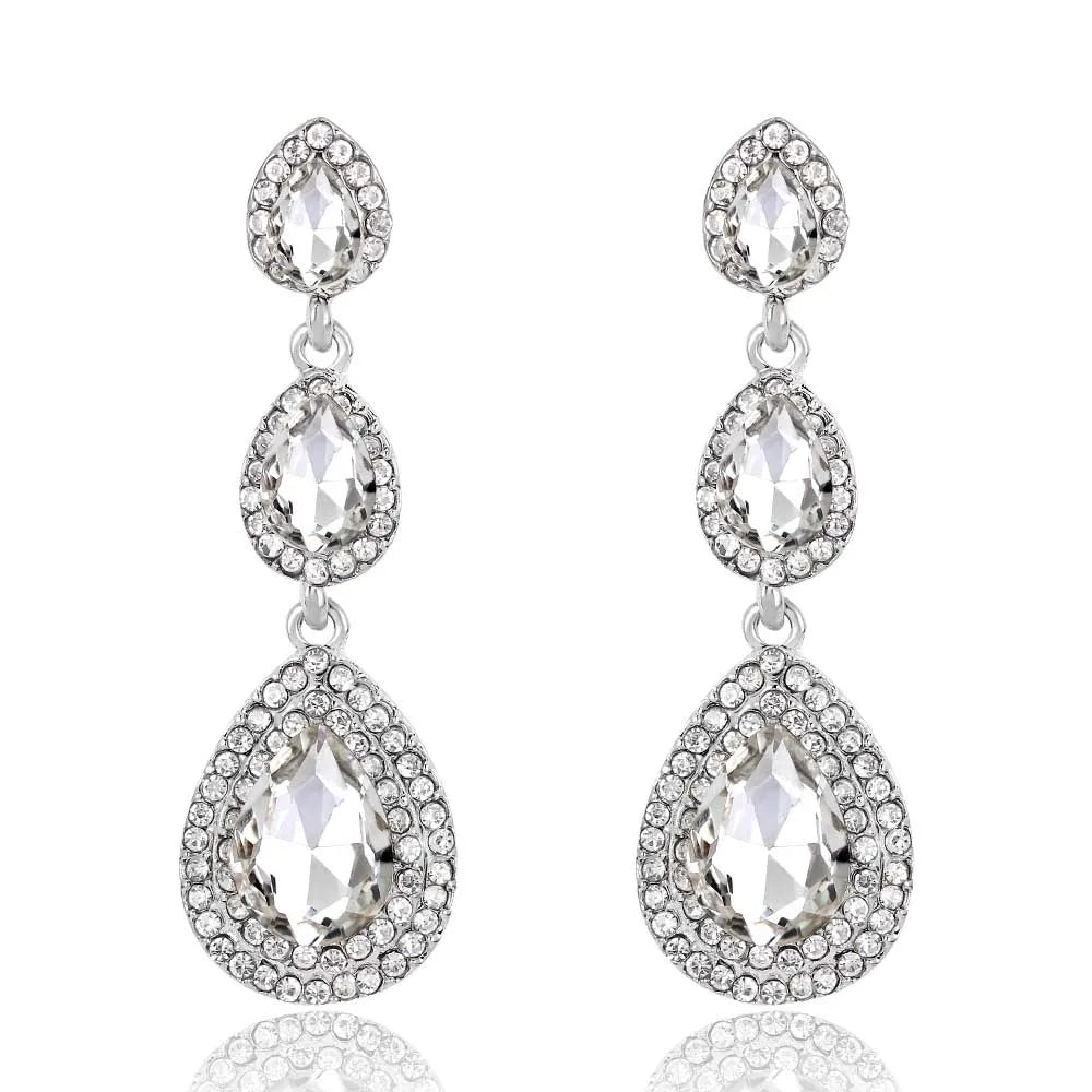 Classic Crystal Wedding Drop Earring for Women Elegant Hanging Long Dangle Earrings Nightclub Party Dress Accessories