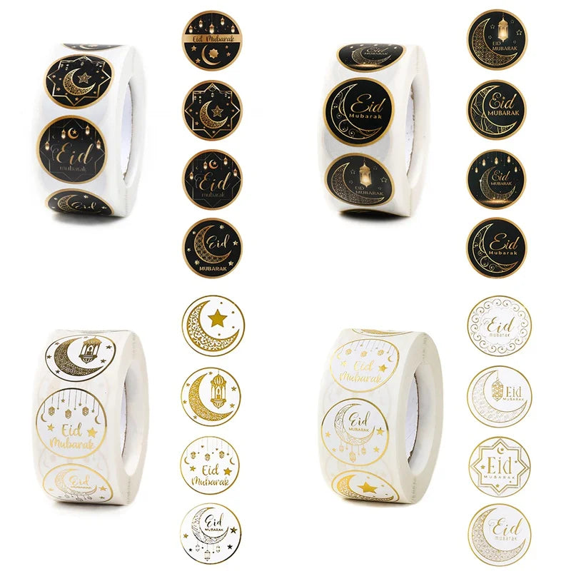 EID Mubarak Roll Stickers Ramadan Kareem Gifts Packaging Seal Stickers Islam Muslim Festival Party Decor EID Gift Labels