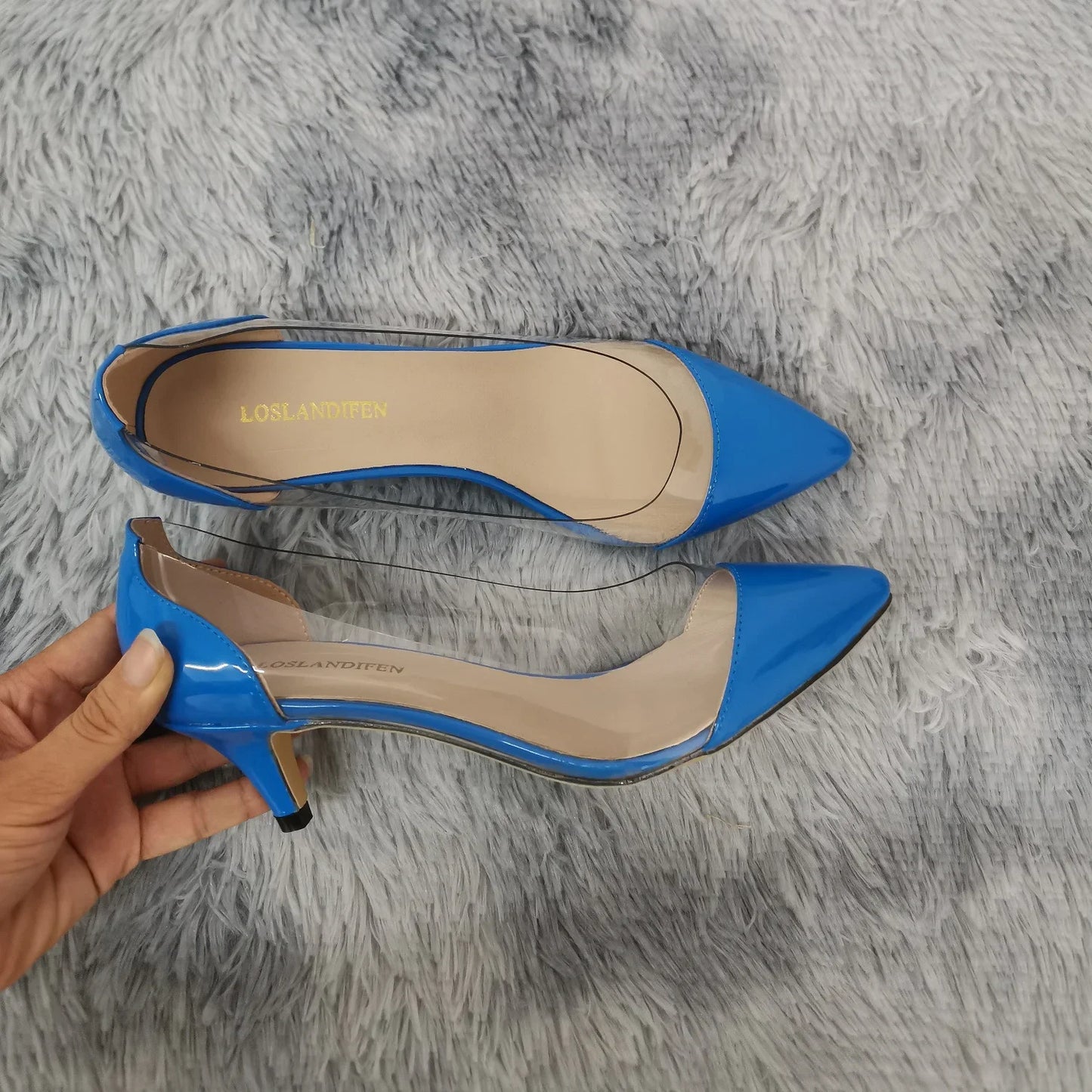 Women Pumps 2025 Spring Autumn Sexy Transparent PVC 5cm Low Heel Fashion Pointed Toe Slip-on High Heels Party Wedding Shoes