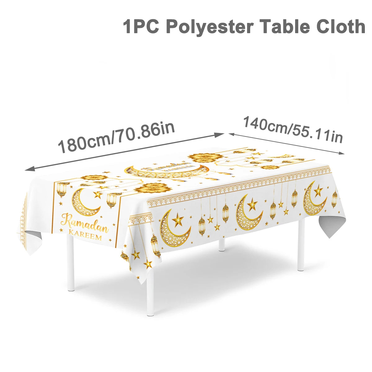 Eid Mubarak Star Moon Tablecloth Ramadan Kareem Decor for Home Islamic Muslim Party Eid Al Adha Supplies Castle Table Cover