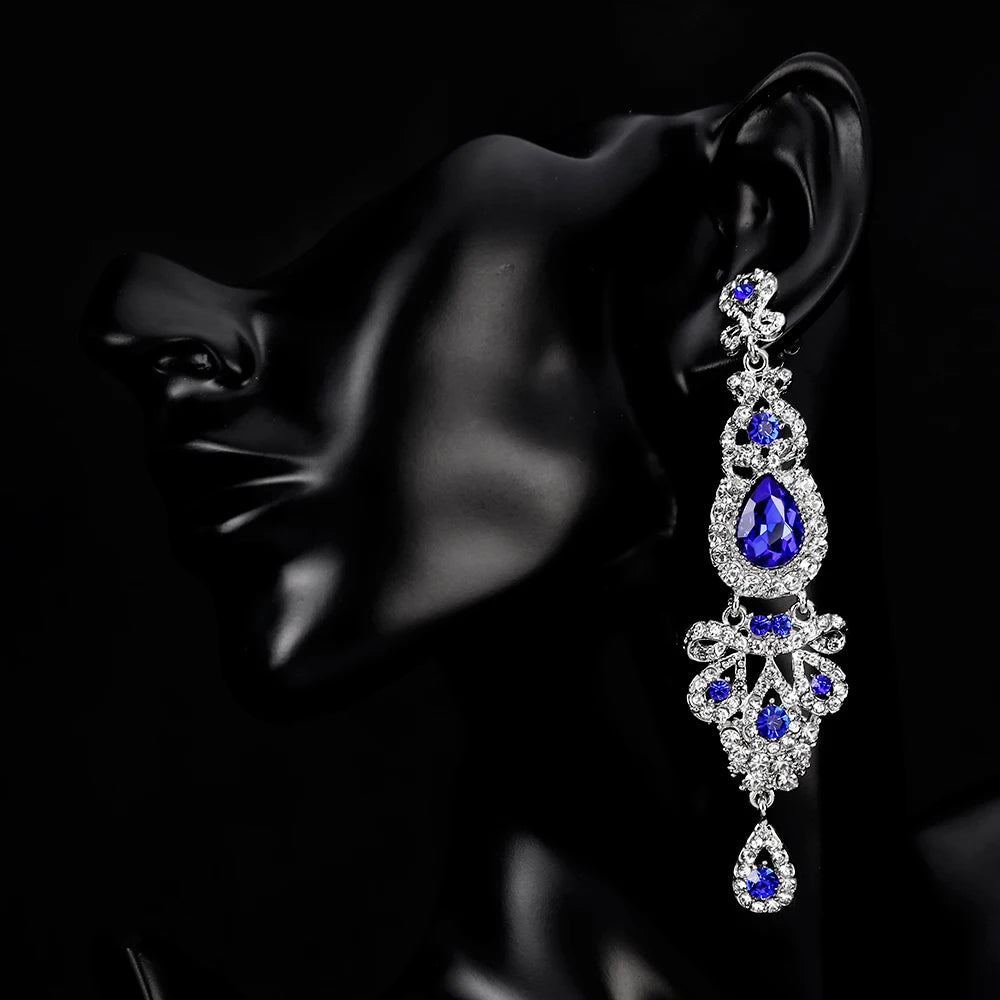 Classic Crystal Wedding Drop Earring for Women Elegant Hanging Long Dangle Earrings Nightclub Party Dress Accessories