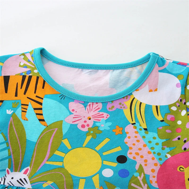 2-7T New Arrival Baby Princess Dresses Summer Girls Party Dress Animals Fashion Kids  School Children Clothing Toddler Dresses