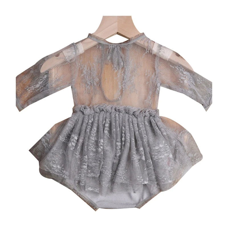 Photo-Shooting Props for Baby Girl 0-6M Infant Headdress & Tulle Tutu Jumpsuit Party Dress Photo Clothes Newborn Outfit Dropship