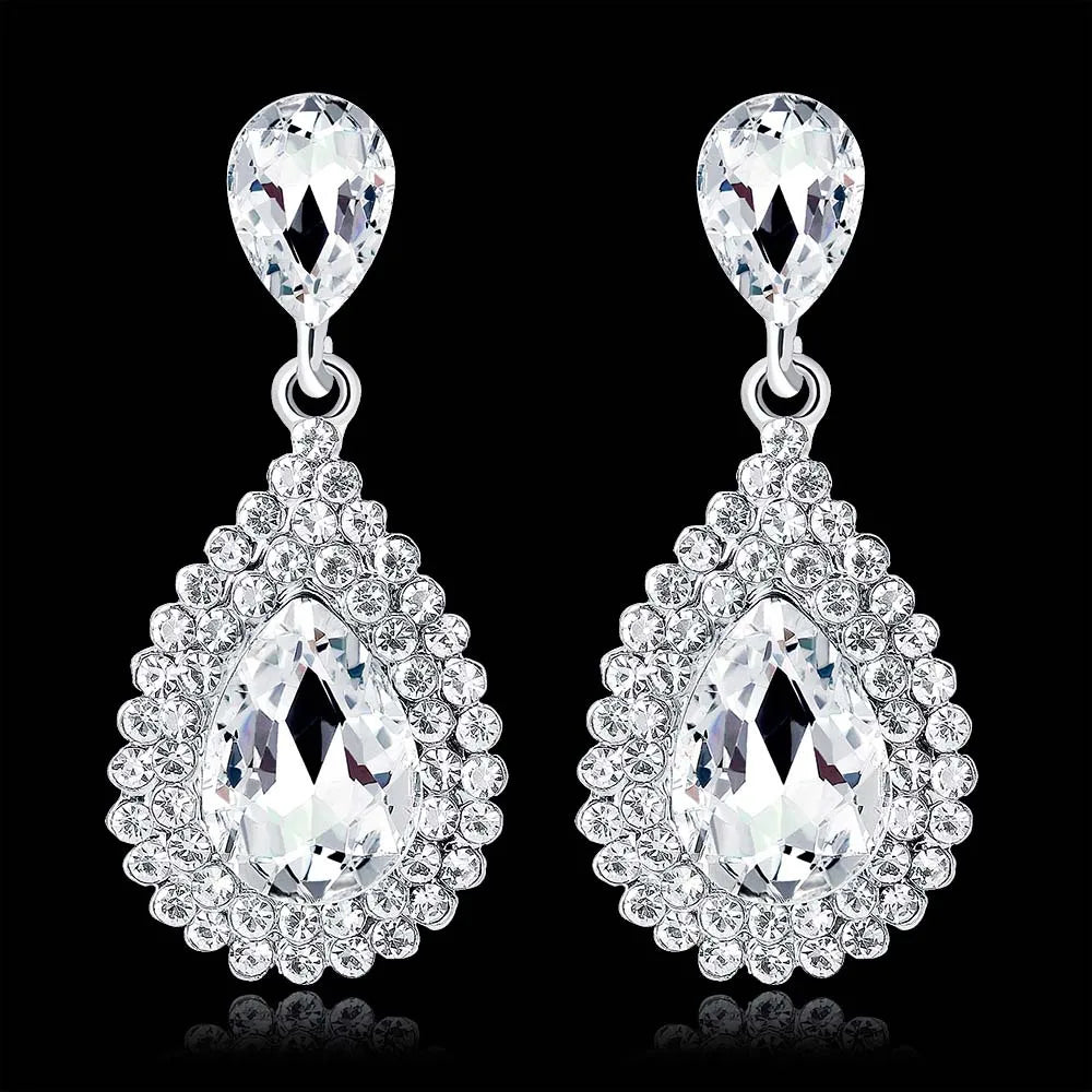 Classic Crystal Wedding Drop Earring for Women Elegant Hanging Long Dangle Earrings Nightclub Party Dress Accessories