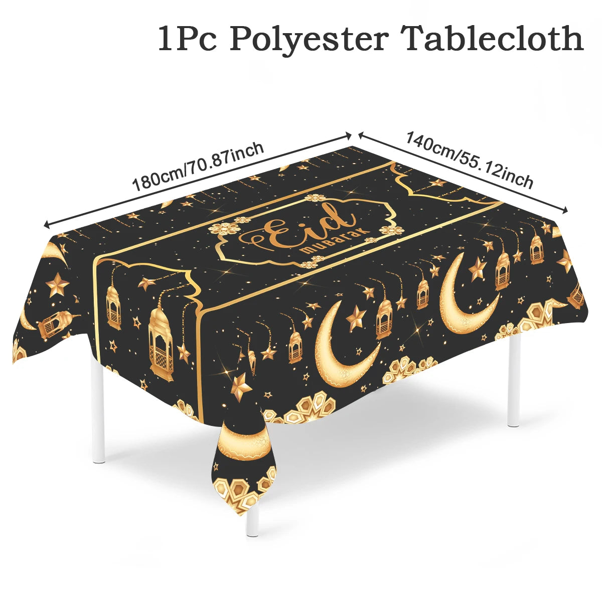 Eid Mubarak Star Moon Tablecloth Ramadan Kareem Decor for Home Islamic Muslim Party Eid Al Adha Supplies Castle Table Cover