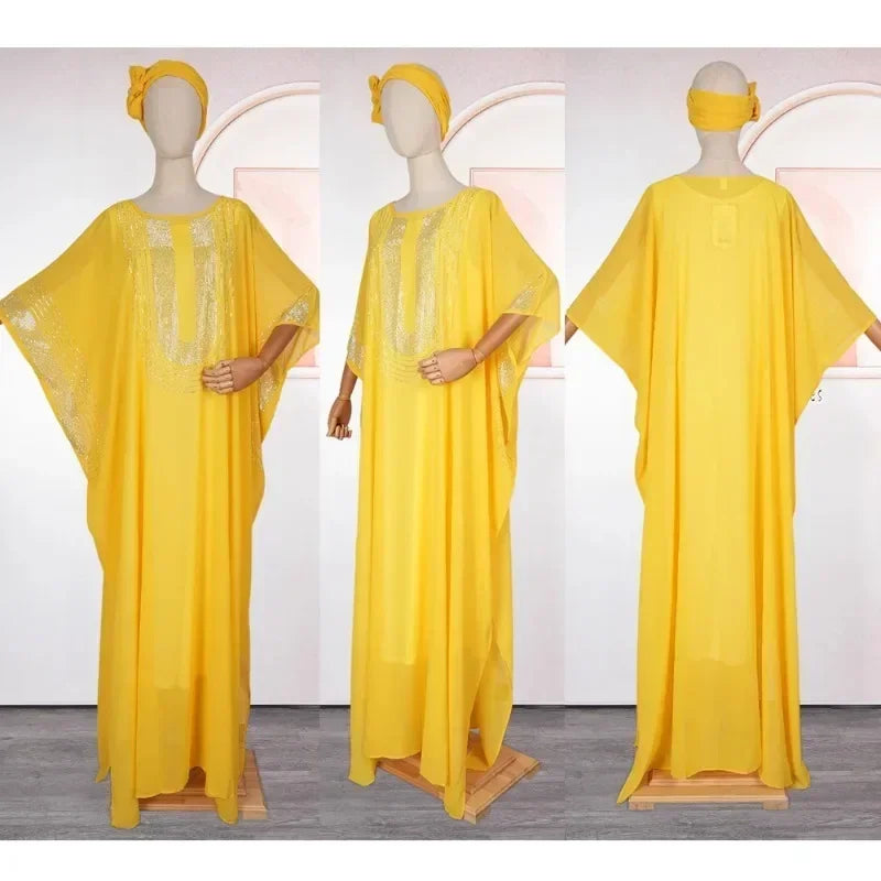 Abayas For Women Dubai Luxury 2025 Chiffon Boubou Muslim Fashion Caftan Marocain Wedding Evening Party Dresses African Clothes