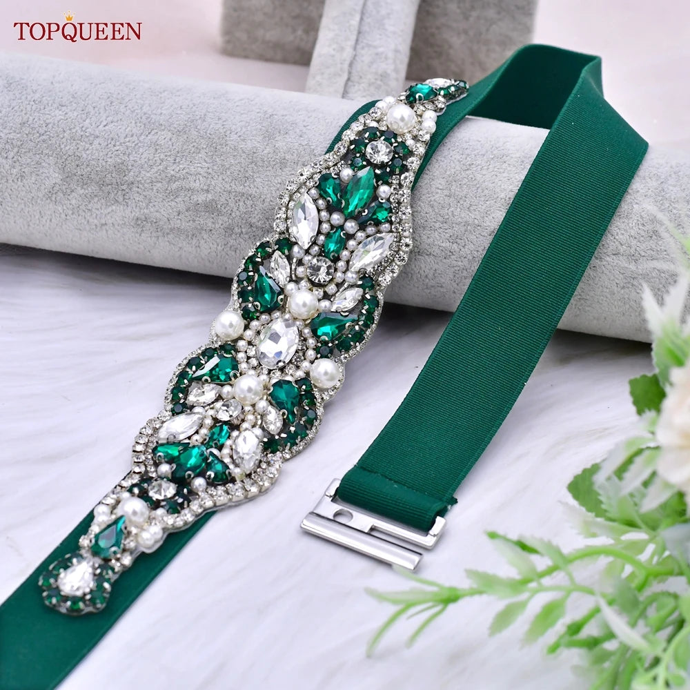 Women Elastic Belts for Party Dress Gown Silver Rhinestone Girdle Female Shiny Waistband Fashion Daily Luxurious