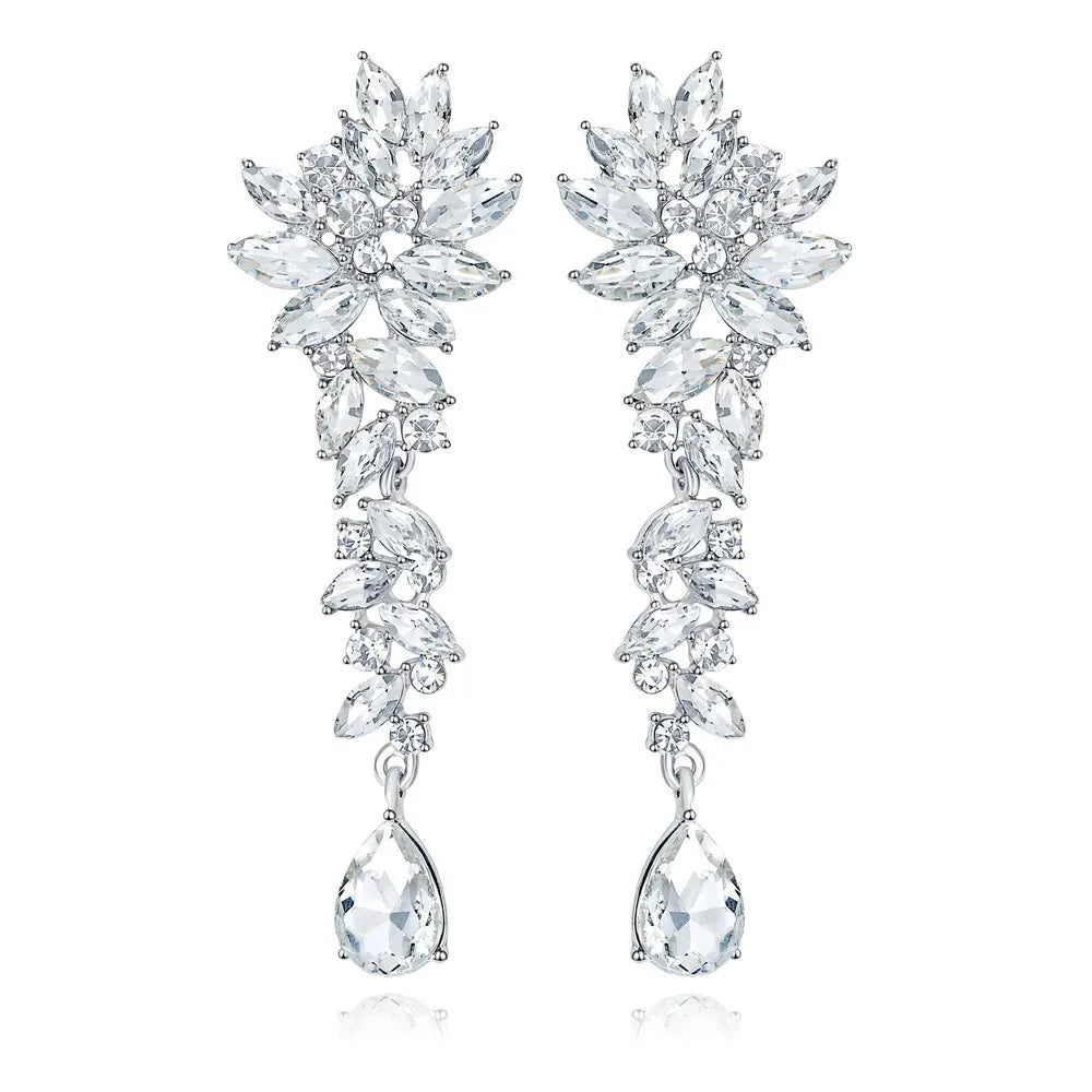 Classic Crystal Wedding Drop Earring for Women Elegant Hanging Long Dangle Earrings Nightclub Party Dress Accessories