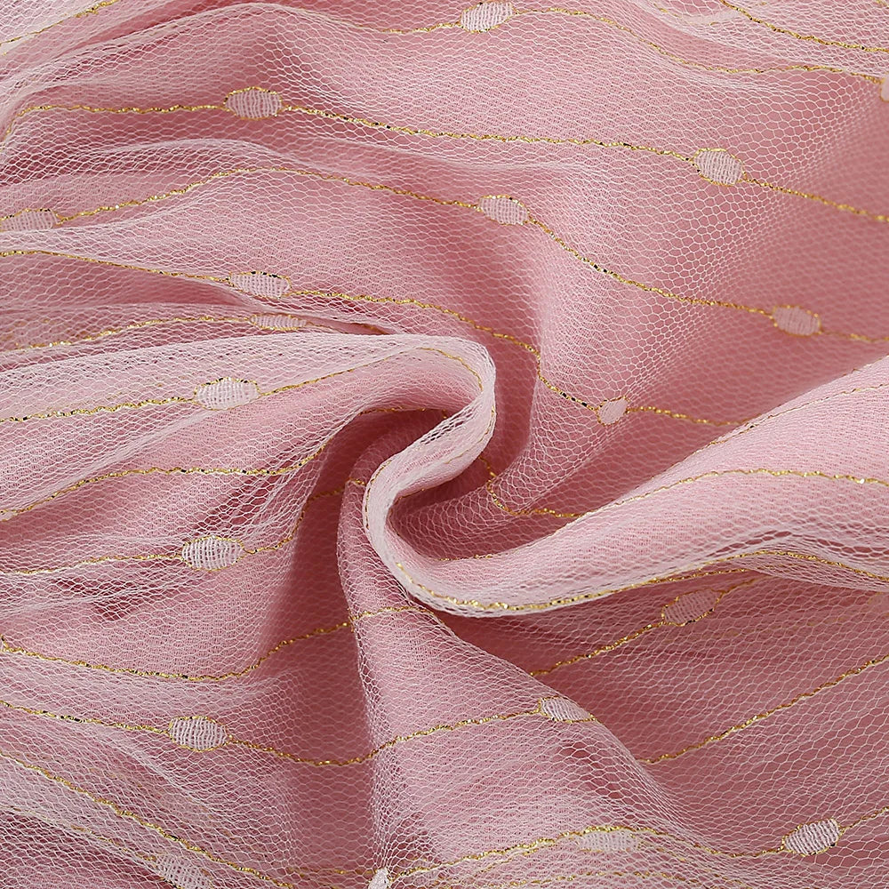 New Baby Girls Dress Short Sleeve Crew Neck Shaggy Flower Bow Netting Sweet Princess Dress Birthday Party Dress