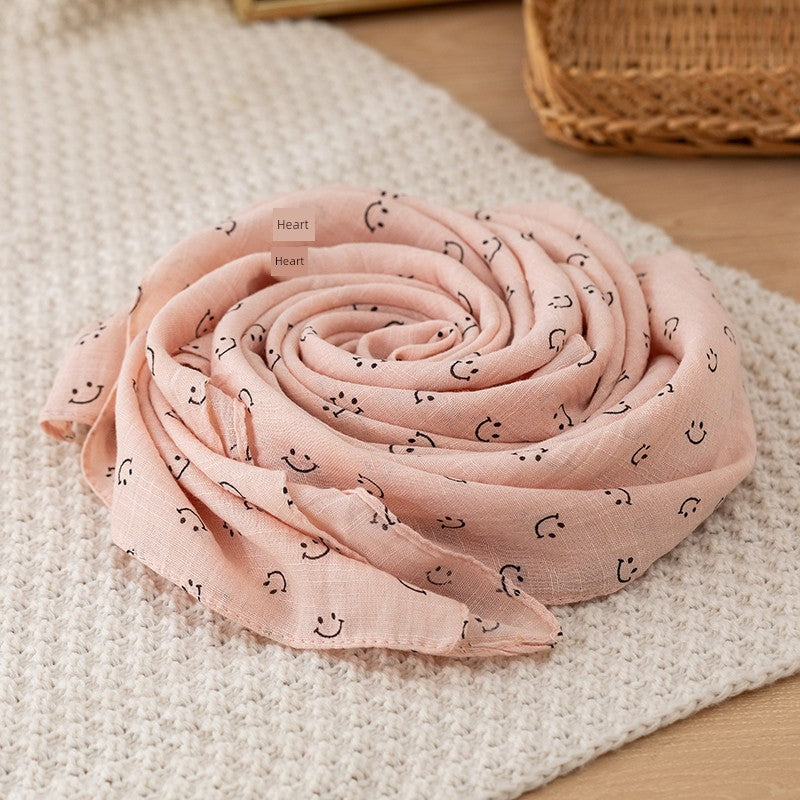 Fashion Creamy-white Women's Winter Shawl Cotton and Linen Scarf