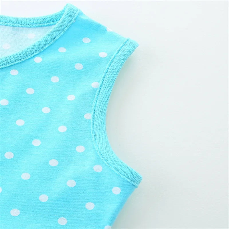 2-7T Summer Sleeveless Princess Dresses Dot Summer Girls Party Dress Animals Embroidery Children's Dresses Frocks Toddler Frocks