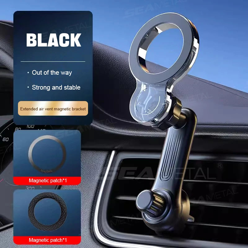 SEAMETAL Magnetic Car Phone Holder 360 Degree Rotation Adjustable Single Handed Operation Air Outlet Vent Mobile Phone Support