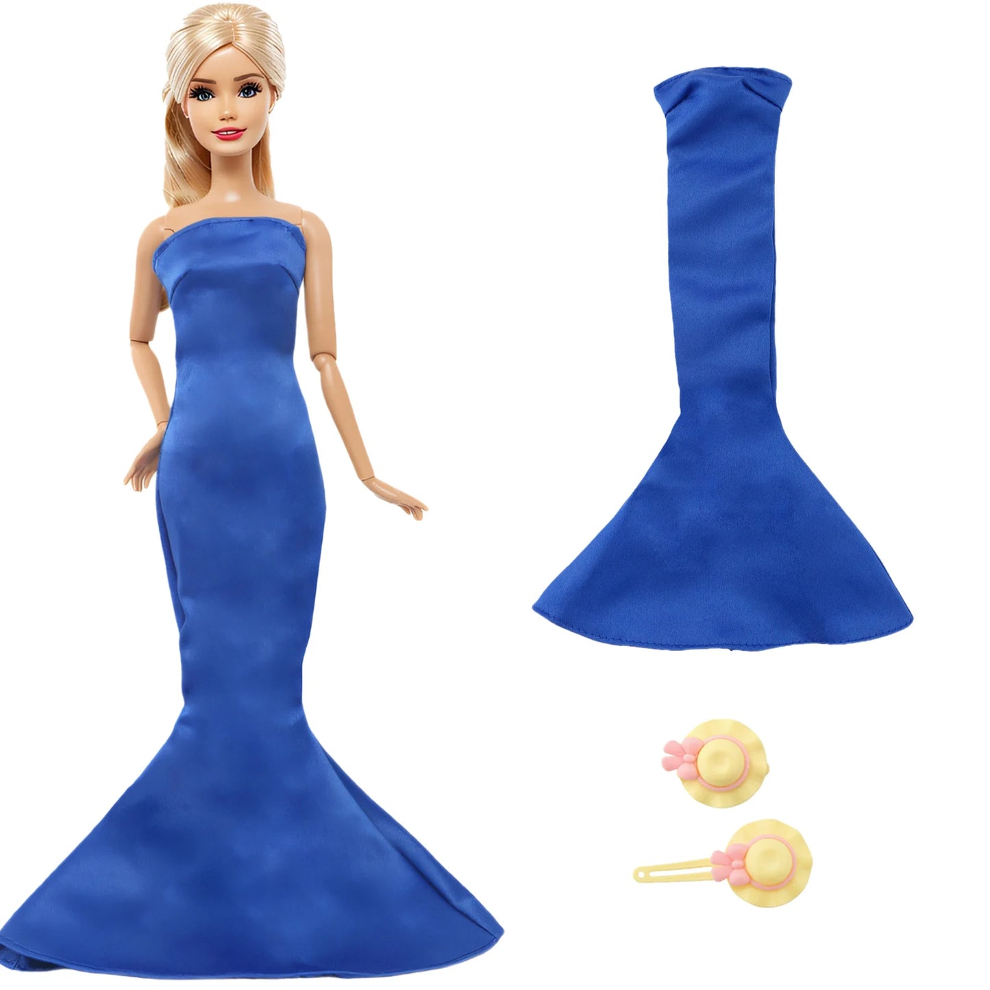 2 Pcs/Set Doll Clothes and Accessories Party Dress Mini Gown Skirt with Hairpin Girl Outfit for Barbie Doll 11.5 Inch Kids Toy