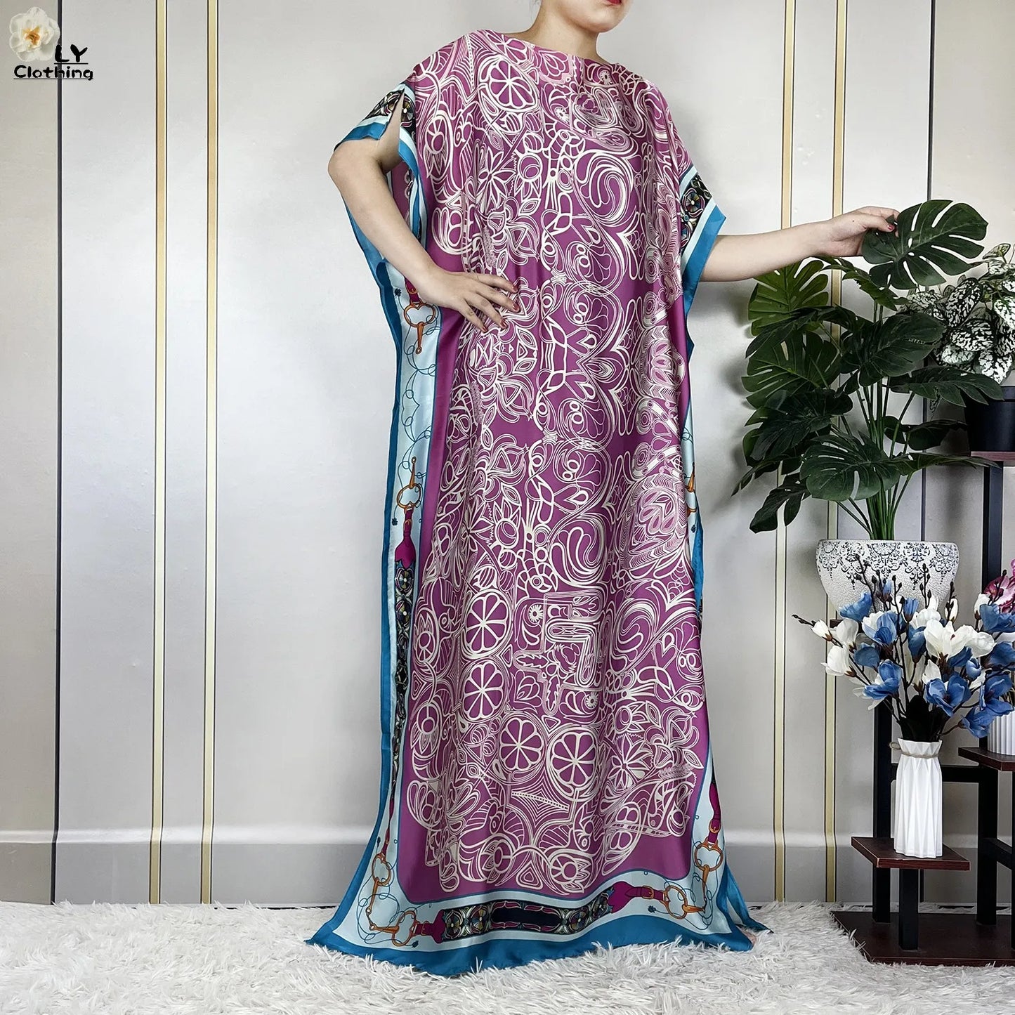 Muslim Abayas For Women 2025 New Fashion Printed Silk Soft Loose Femme Elegant Robe African Maxi Party Dresses With Belt Turban