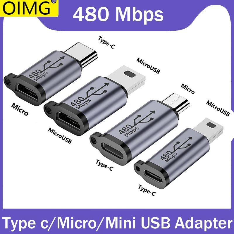 TypeC Female to Mini USB/Type C Female to Micro USB/Micro USB Female to Type C/Micro USB Female to Mini USB Connector Adapter