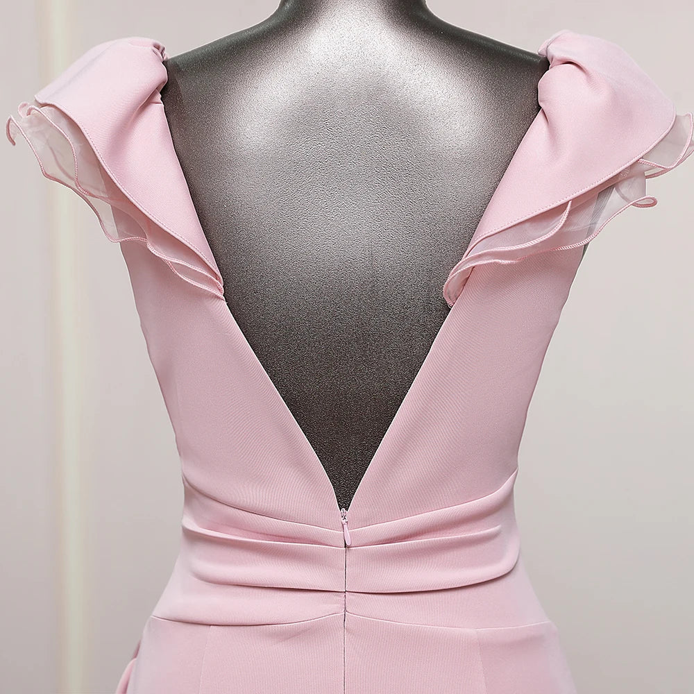 Elegant V-neck candy color pink prom dress luxury evening dresses wedding party dress formal occasion dresses special events