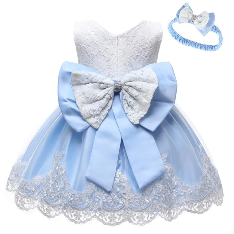 Children's Elegant Dresses For Girls Baby 1st Birthday Party Dress Girls Princess Skirt Kids Lace Vestidos 0-24Months