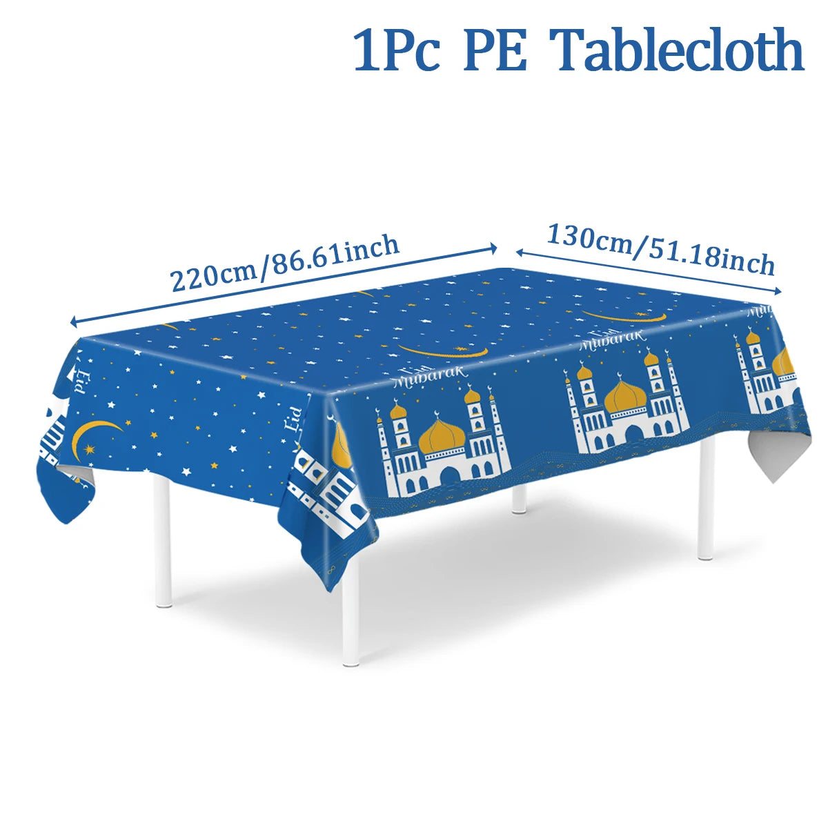 Eid Mubarak Star Moon Tablecloth Ramadan Kareem Decor for Home Islamic Muslim Party Eid Al Adha Supplies Castle Table Cover