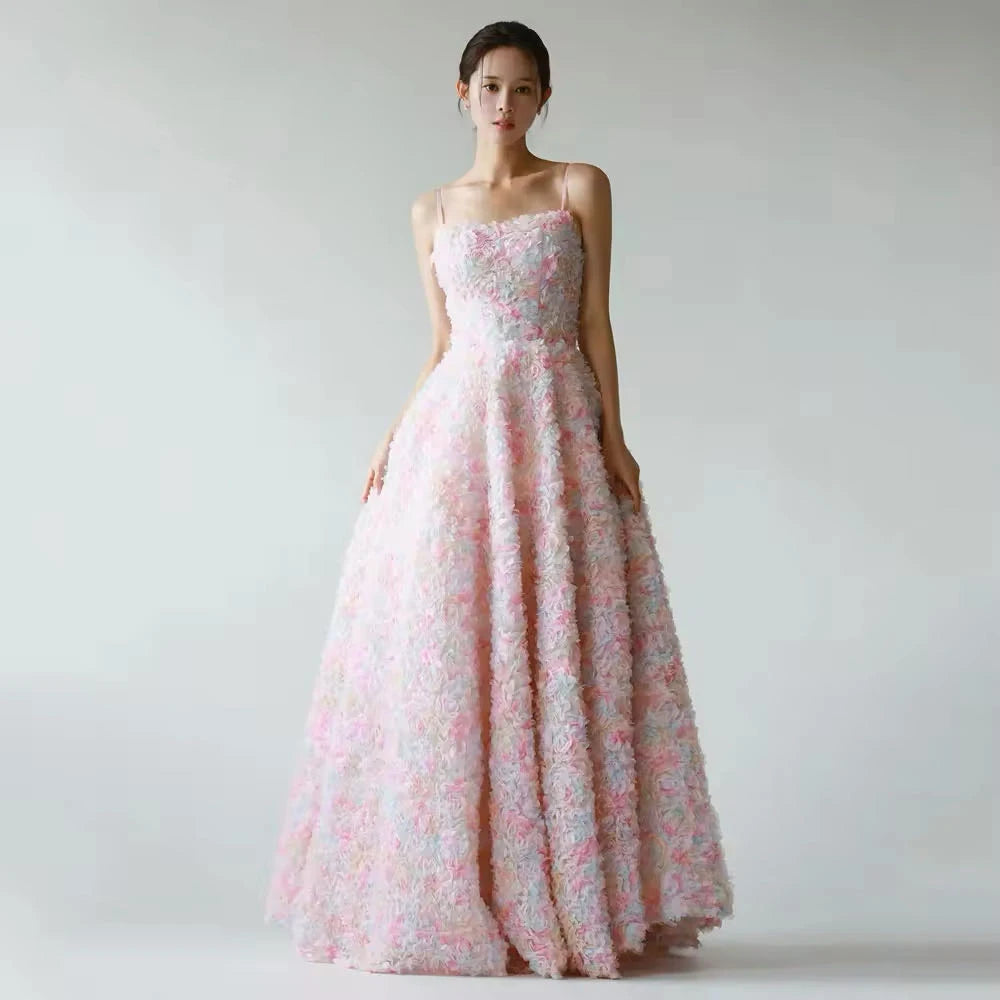 Customized Square Collar Simple Pleat Beauty Bride Wedding Party Dress Strapless Korea Photography Evening Dresses for Women