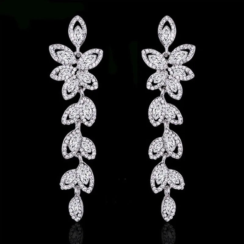 Classic Crystal Wedding Drop Earring for Women Elegant Hanging Long Dangle Earrings Nightclub Party Dress Accessories