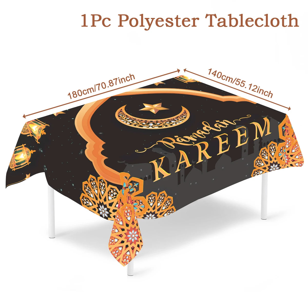 Eid Mubarak Star Moon Tablecloth Ramadan Kareem Decor for Home Islamic Muslim Party Eid Al Adha Supplies Castle Table Cover