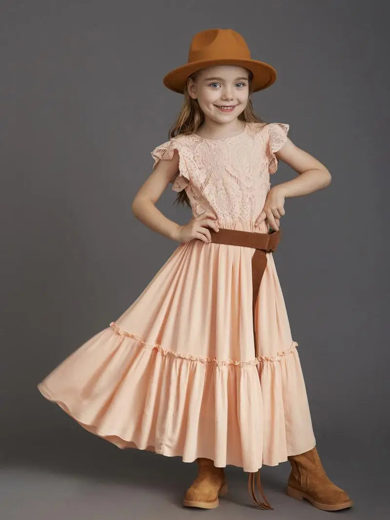 Summer Girls Lace Cotton Bohemia Long Dresses Baby Kids Flower Wedding Princess Party Dress Vestidos Costume Children Clothing