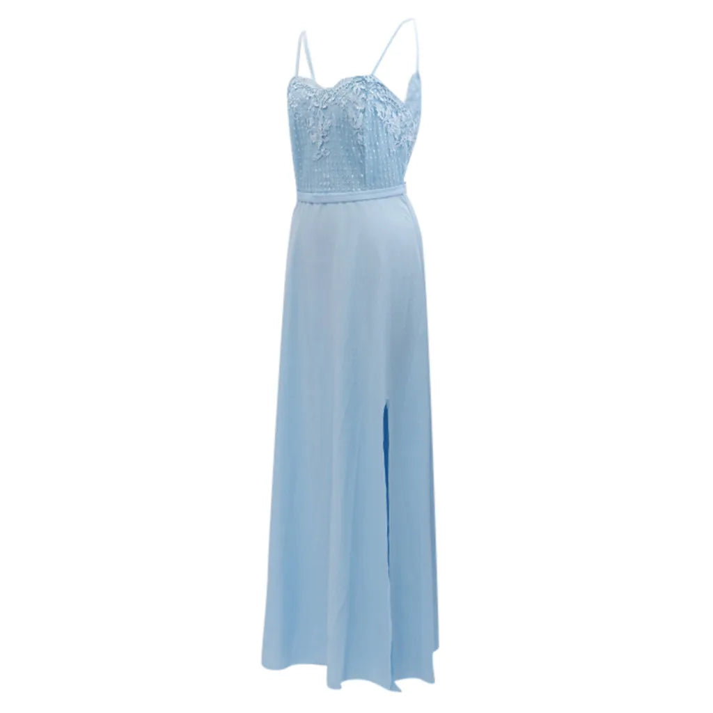 Sexy High Slits Lace Dress Women Fashion Floral Coral Bridesmaid Party Dress Elegant Female Wedding Guest Dress Robe Vestidos