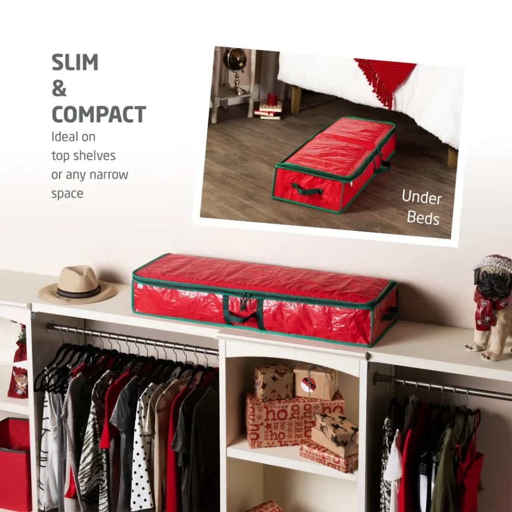 Christmas Wrapping Paper Storage Bag Large Capacity Waterproof Gift Wrap Paper Organizer Multi-purpose Home Underbed Storage Box