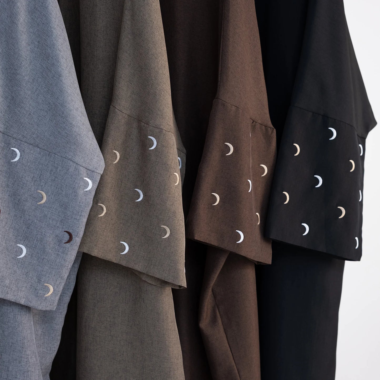 Moon Embroidery Abaya Thin Fabric Batwing Sleeves Oversized Kimono Muslim Women Dubai Islamic Clothing Hijabi Robe Ramadan Eid